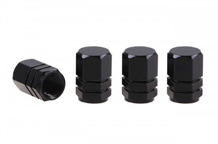 Set capacele auto pentru ventil hexagon negru 4 buc