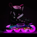 Cumpara ieftin Role reglabile 4 &icirc;n 1 Nils Extreme LED NH10905, roz curcubeu