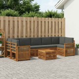 vidaXL Set de canapele de exterior cu pernă 8 pcs Natural și Antracit 3384148