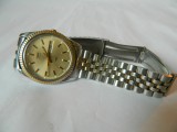 Ceas barbatesc clasic TIMEX cu data , cadran auriu, Analog, Casual, Metal necunoscut