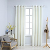 Gossi draperii opace cu inele, 2 buc., crem, 140 x 225 cm, catifea