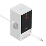 Prelungitor priza Shuko 65W USB, 2xType-C Baseus, PSLR000602
