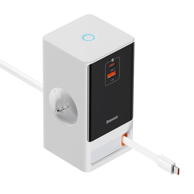Prelungitor priza Shuko 65W USB, 2xType-C Baseus, PSLR000602 foto