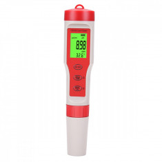Tester profesional pentru calitatea apei 4 in 1, GIIISTER, pH / EC / TDS / Temperatura, IP65, Ecran LCD, Alb/Rosu