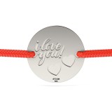 Bratara Argint 925 Snur I Love You Inimioare Atcom, 12mm, Cadou Valentine&#039;s Day/Craciun/Martisor