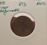 673 Cyprus Cipru 1/4 Piastre 1905,Edward VII KM#8, usor deformata