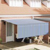 Cortina Retractabilă Manual Dungi Albastre și Albe 400 &times; 300 cm