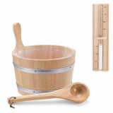 Kit pentru sauna uscata din lemn african Navaris, Galeata 5 l, Clepsidra, Lingura, 45467.2.18