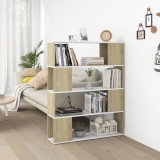 Bibliotecă/Separator cameră, alb/stejar sonoma, 100x24x124 cm