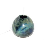 Studio Art: Vază sferică gresie, glazură raku, 100% hand made - UNICAT - semnată Erika Pierny, propriul studio Erlangen, N&uuml;rnberg, W. Germany
