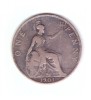 Moneda Marea Britanie 1 penny 1901, stare relativ buna, curata, Europa, Bronz