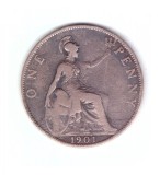 Moneda Marea Britanie 1 penny 1901, stare relativ buna, curata