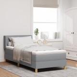 VidaXL Pat Box Spring cu saltea gri deschis 80x200 cm, material textil