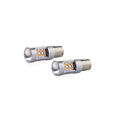 Set becuri auto cu LED CANBUS compatibil P21W BA15S 24 SMD 6.2W Orange 12/24V, destinat competitiilor auto sau off-road foto