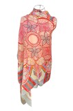 Esarfa tip sal dama 24E din matase vegetala cu atingere de matase fina, roz/gri, 180 x 82 cm, Marime universala