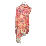 Esarfa tip sal dama 24E din matase vegetala cu atingere de matase fina, roz/gri, 180 x 82 cm