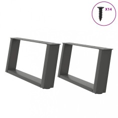 vidaXL Picioare pentru măsuță de cafea &icirc;n formă de U, 2 buc., antracit, 60x(30-31) cm, oțel 4012750