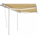 VidaXL Copertină retractabilă manual cu LED, galben/alb, 3,5x2,5 m