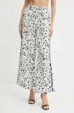 Karl Lagerfeld pantaloni culoarea alb, lat, high waist, A2W10016