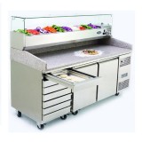 Masa pizza cu 7 sertare si 2 uși-blat granit-vitrina ingrediente