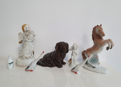 Lot 6 Bibelouri Portelan: Ingeras, Cal, Gaste, Baietel, Caine foto