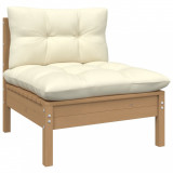 Canapea de mijloc gradina cu perne, maro miere, lemn masiv pin GartenMobel Dekor, vidaXL