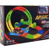 Set pista fosforescenta si masinuta, cu muzica si lumini, 95 de piese, pentru copii, flexibila, multicolor