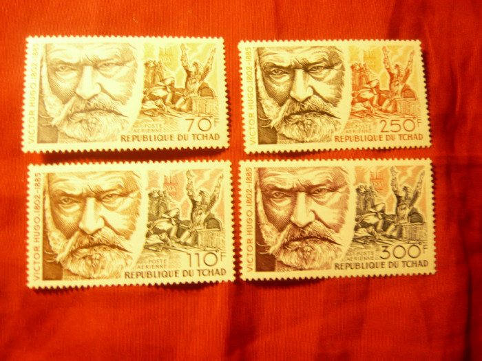 Serie Ciad 1985 - 100 Ani Victor Hugo , 4 valori