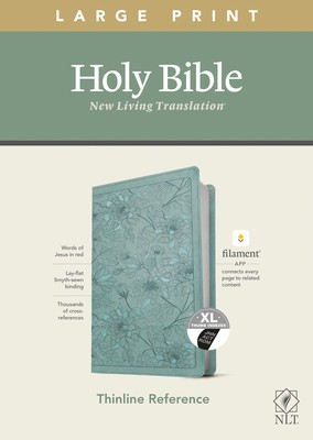 NLT Large Print Thinline Reference Bible, Filament Enabled Edition (Red Letter, Leatherlike, Floral/Teal, Indexed) foto
