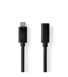 Cablu prelungitor USB3.2 Gen 1 type C tata - USB type C mama 1m 4K60Hz 60W negru Nedis CCGL64010BK10