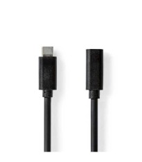 Cablu prelungitor USB3.2 Gen 1 type C tata - USB type C mama 1m 4K60Hz 60W negru Nedis CCGL64010BK10