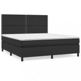 Cumpara ieftin Pat box spring cu saltea, negru, 180x200 cm, piele ecologica
