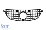 Grilaj tip GT crom/negru potrivit pentru bara de protectie 63 A Design pe Mercedes GLE SUV W166, GLE Coupe C292 2015-2019 cu deschidere pentru camera