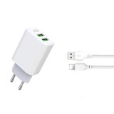 Incarcator Priza Telefon 2xUSB 2.4A + Cablu Date Lightning XO-L85C