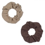 Set Elastice Păr, Material Textil, Maro Bej, 2 Bucăți, Oem