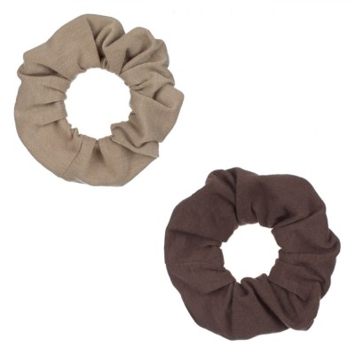 Set Elastice Păr, Material Textil, Maro Bej, 2 Bucăți foto