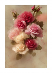 Sticker decorativ, Trandafiri, Roz, 85 cm, 6502ST foto