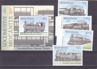 Locomotive - Mocănițe Lp 2208, 2208a / 2018 - serie și coliță MNH foto