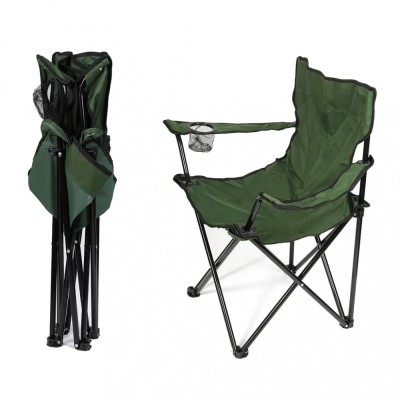 Scaun pentru camping pliabil si portabil suport pahar 50x82x80 cm verde foto