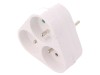 Conector alimentare AC splitter PLASTROL alb 16A 250V AC cu impamantare 3x soclu
