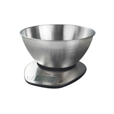 Cantar alimentar digital Zilan, 5 kg, 1 g, Recipient 2000 ml, ecran LED, indicator baterie scazuta, inox, Gri