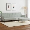 VidaXL Canapea extensibilă cu taburet, 2 locuri, gri deschis, catifea 3216250