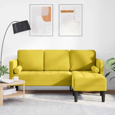 vidaXL Set de canapea Galben 173 x 131 x 67 cm Catifea 42001932 foto
