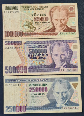 Turcia 250000 500000 100000 lire lirasi 1970 foto