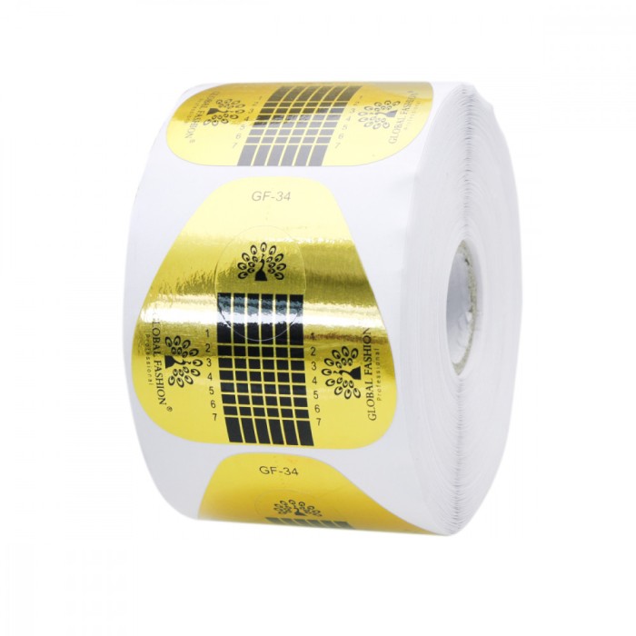 Sabloane constructie unghii din hartie, Global Fashion, GF-34, 500 buc, auriu