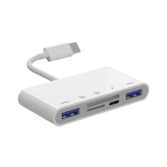 Hub USB-C OEM NK-1032TC, 2 x USB-A - 1 x USB-C - 1 x SD - 1 x microSD, Alb