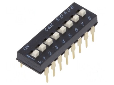 Comutator DIP-SWITCH 8 sec&amp;Aring;&amp;pound;iuni ON-OFF 0,025A 24VDC foto