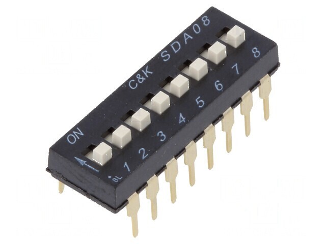Comutator DIP-SWITCH 8 sec&Aring;&pound;iuni ON-OFF 0,025A 24VDC