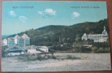 Carte postala, Baile Calimanesti, Hotelurile societatii si Jeantea, 1922