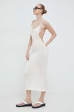 Alohas rochie culoarea bej, midi, mulată